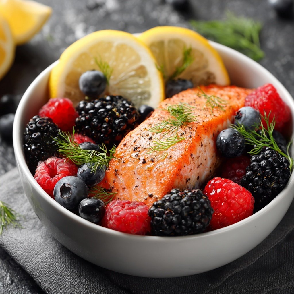 Lemon-Dill Salmon Berry Bowl